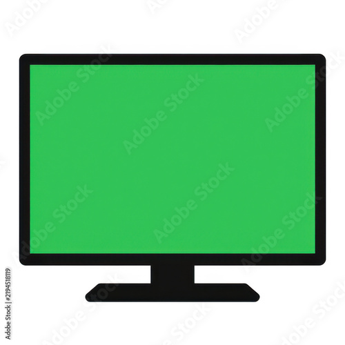 Computer monitor with a blank green chroma key screen desktop monitor business