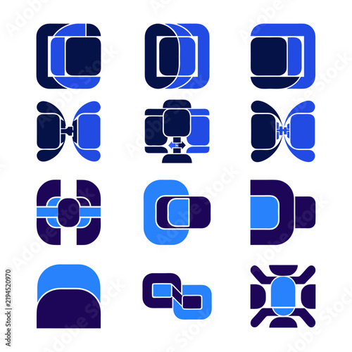 System integration and data storage module icon set vector for software architecture and tech UI.