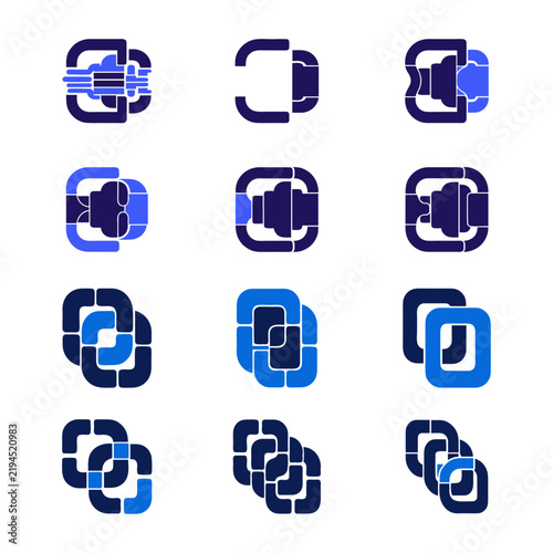 Network connection and interlinked data node icon set vector for database UI and software design.