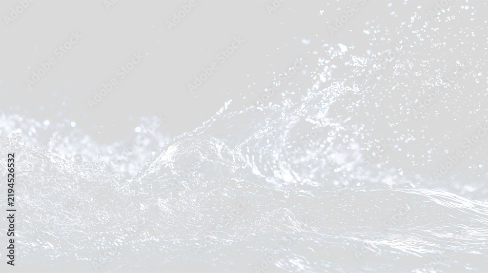 Obraz premium Dynamic water splash wave with flying droplets on transparent background. Fresh liquid aqua spray and cresting surf element