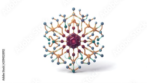 Complex AI Neural Network Structure and Data Architecture 3D Isometric Icon Isolated on White Background