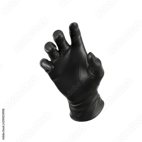Black Latex Protective Medical Glove Hand Gesture