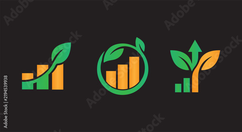 Business Growth Leaf Chart Arrow Logo