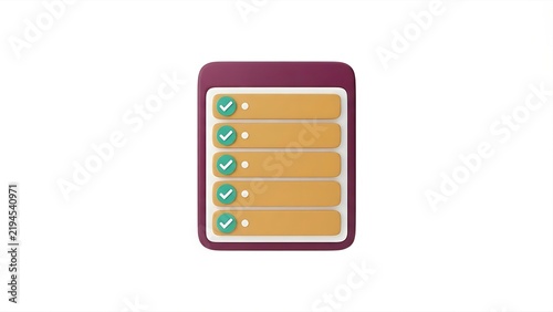  Task Automation Checklist with Completed Checkmarks 3D Isometric Icon Isolated on White Background