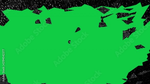Dark Asphalt Texture Ground with Green Screen Background and Fragmented Shards Motion Animation Loop