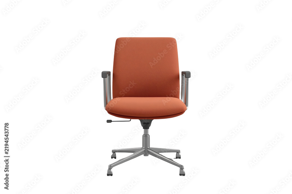 Fototapeta premium Orange modern swivel office chair in a soft bold studio cutout