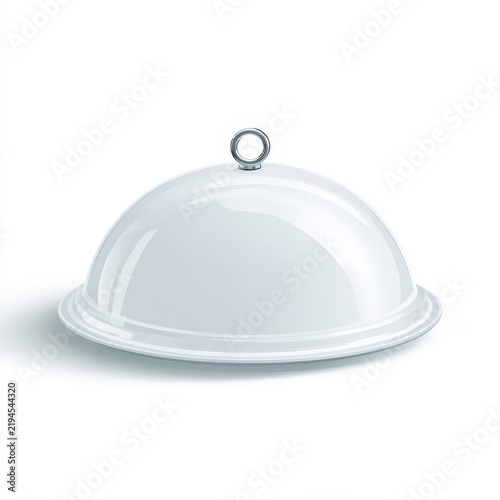 White Ceramic Food Dome with Ring Handle Isolated on Transparent Background