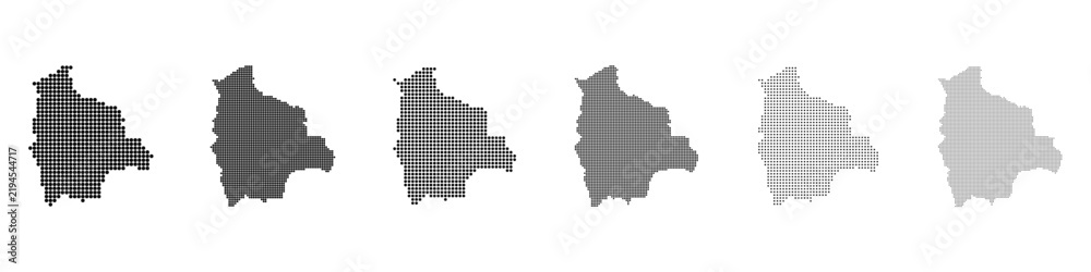 Obraz premium Dot mosaic Bolivia outline map set
