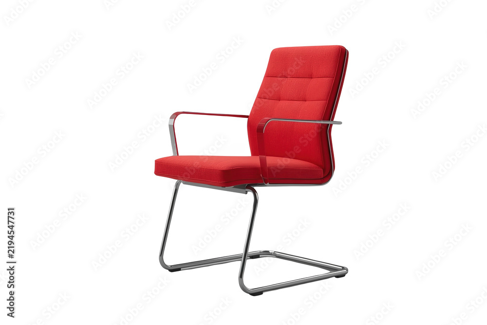 Obraz premium Delicate versatile red cushioned cantilever office chair product cutout