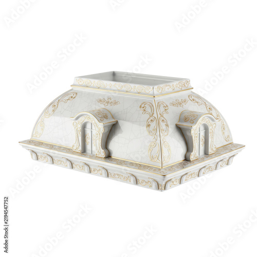 Elegant White and Gold Ceramic Architectural Roof Model