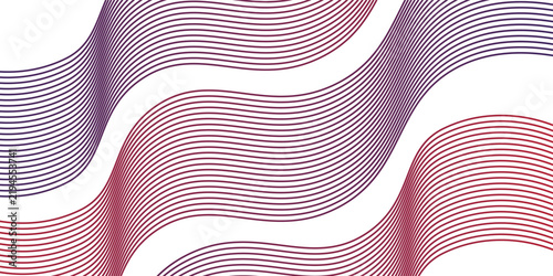 PrintAbstract red to purple gradient wavy parallel lines wave design element isolated on white background for presentation banner template
