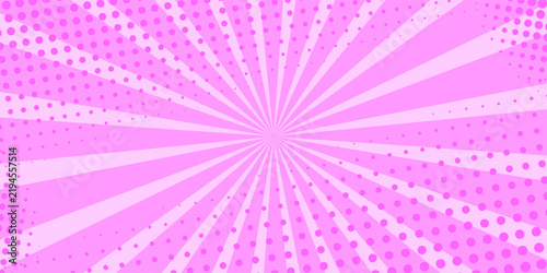 A halftone abstract background in a pop‑art style with radial rays