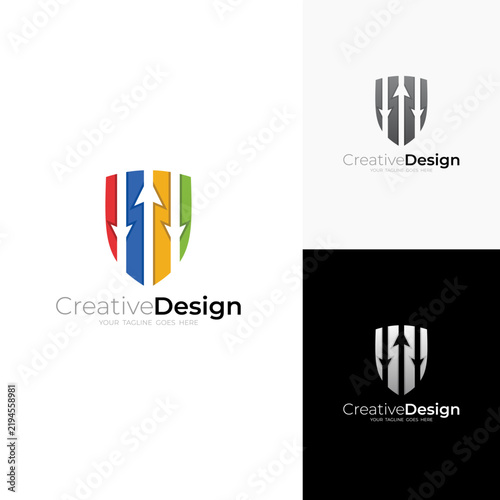shield logo and arrow design combination, shield and arrow logo as a defense icon