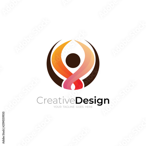 A logo featuring a person and a circle, serving as a humanitarian icon.
