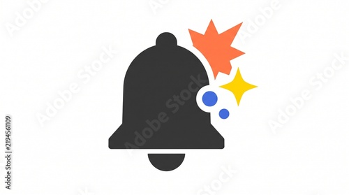 Bell with sparkles and speech bubble icons
