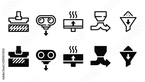 Laser Melting Line and Solid Icon Pack For 3D UI | laser melting, selective melting, SLM, metal, additive - Minimal and Editable Vector Icons