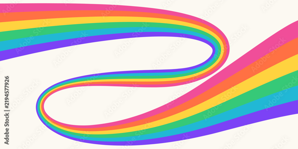 Fototapeta premium Winding Road LGBT color, red, blue, yellow vanishing horizon, abstact vector flat isolated with bright color, ribbon stripe