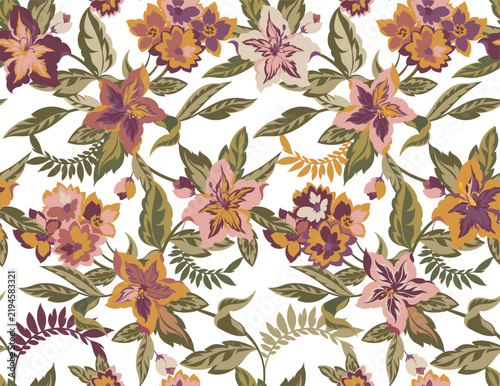 Seamless flowers pattern in vector. Abstract flower pattern design