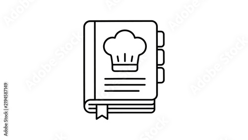 Cookbook outline with chef hat and recipe pages for culinary arts.