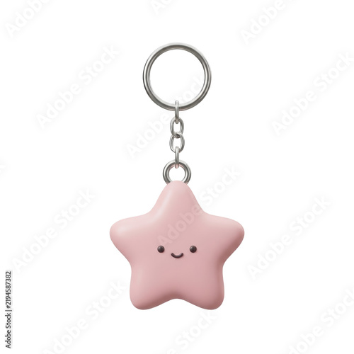 Cute star keychain isolated on white background
