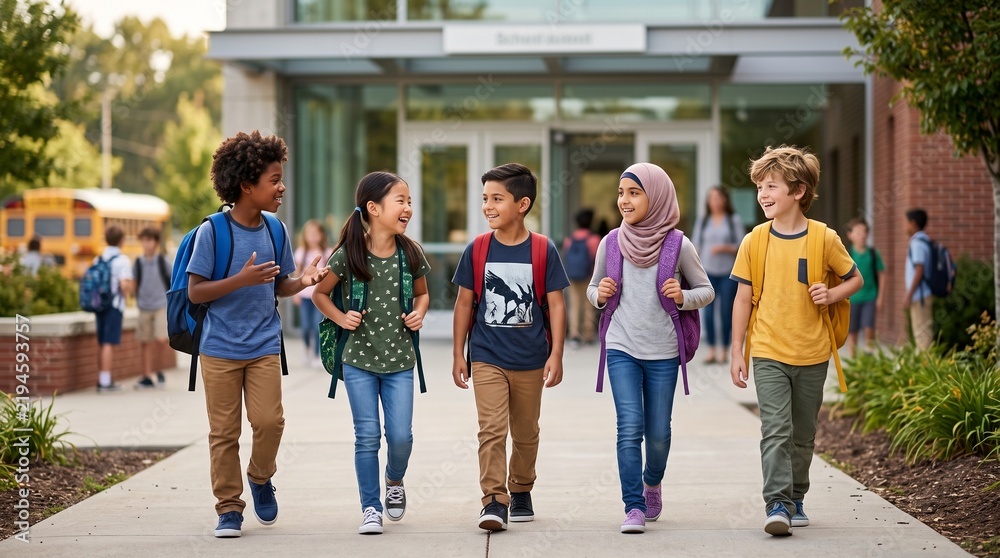 Fototapeta premium Diverse Students Back To School Journey