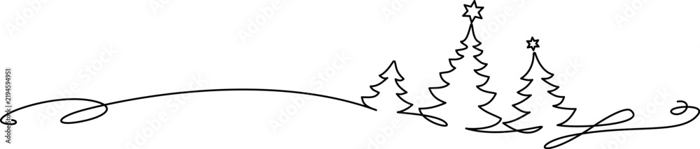 Obraz premium Christmas trees on winter hill. Vector holiday landscape illustration
