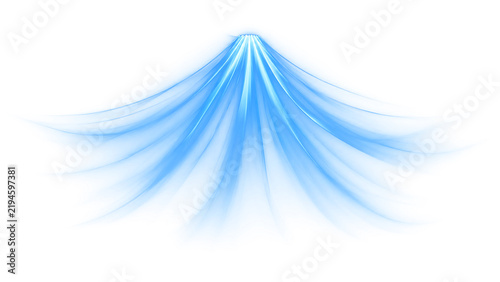 Ceiling ventilation diffuser blowing cool blue air downward. Fresh air conditioner airflow stream isolated on transparent background