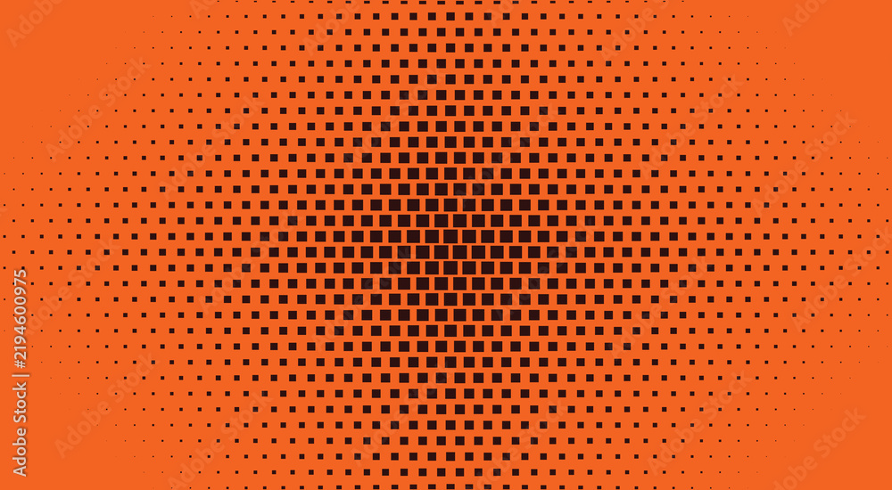 Obraz premium Orange and black halftone radial gradient pop art background
