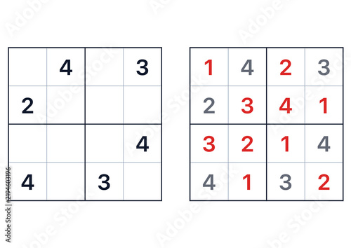 Sudoku puzzle comparison showing original and solved grids  