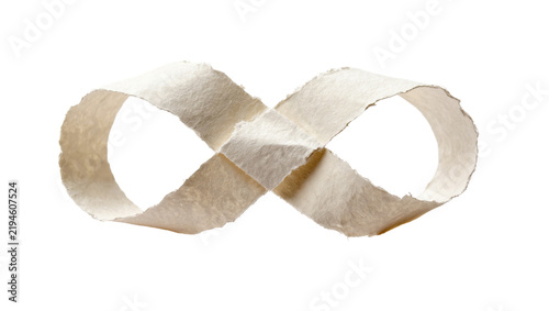 Foto Torn paper infinity symbol conceptual representation of eternity, isolated on tr