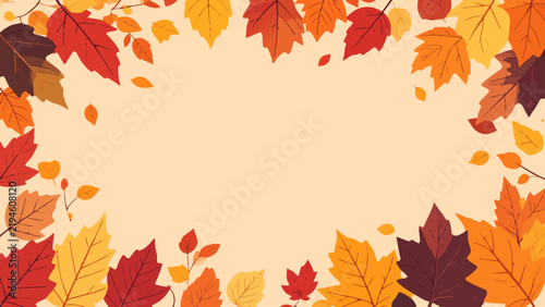 Vector Fall Leaves Background with Copy Space