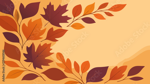 Vector Fall Leaves Corner Background in Warm Colors