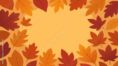Vector Fall Leaves Border Background in Warm Colors
