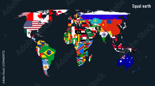 World map vector globe template - equal earth 