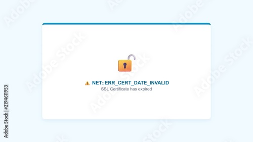Digital network security certificate error message glitch sequence
