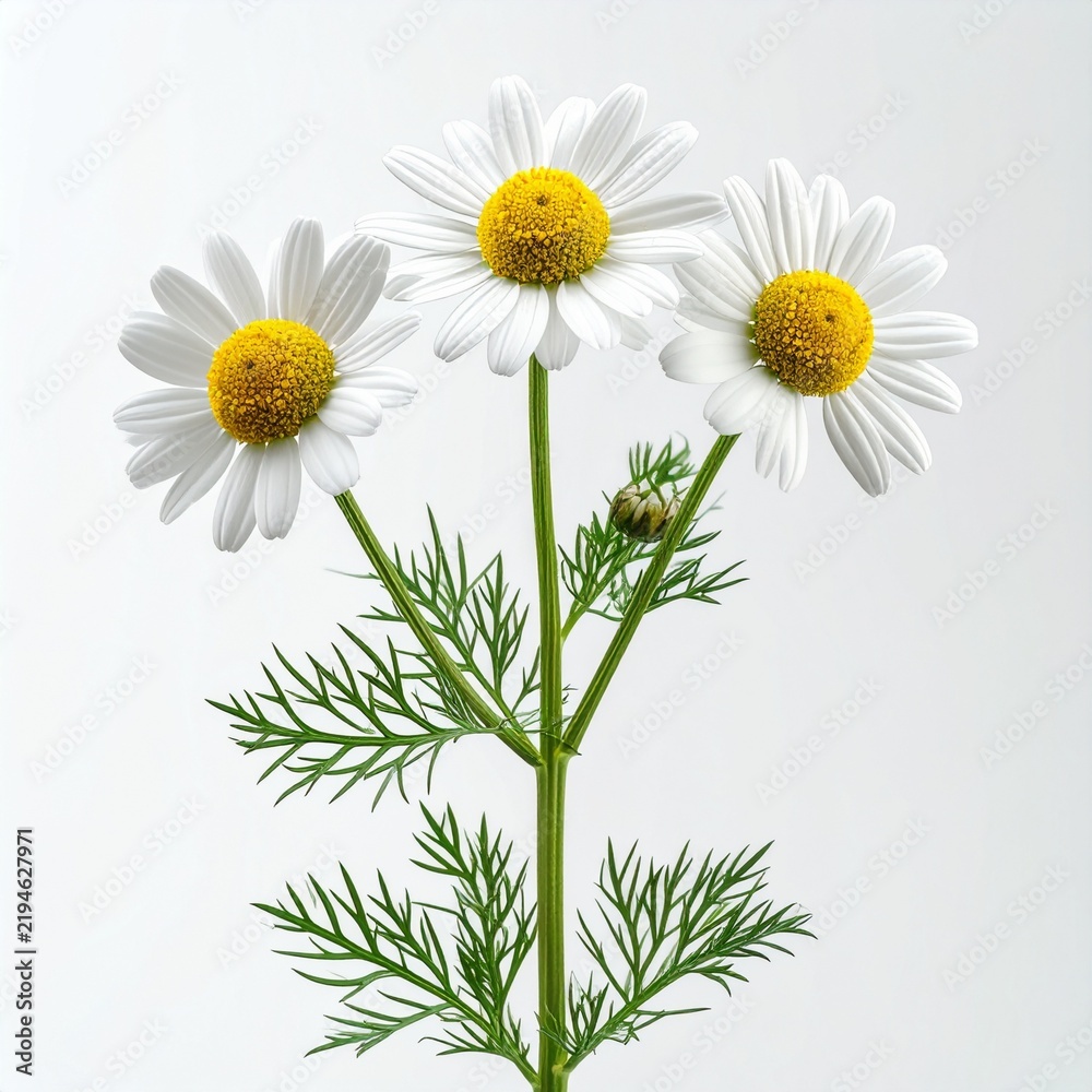 Fototapeta premium Chamomile Matricaria chamomilla Medicinal Flowers. Isolated 