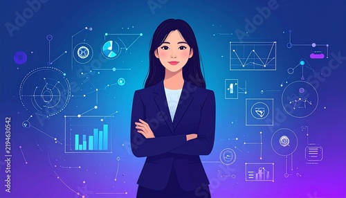 デジタル変革を推進するビジネスパーソンのイラスト