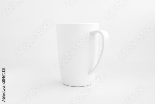 White coffee cup with handle on white background, White  plastic cup
