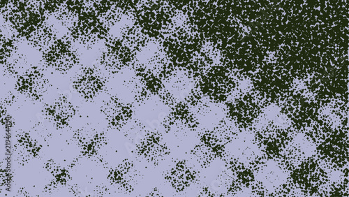 Dark halftone grunge pattern with irregular dots on a lavender background texture speckled grainy