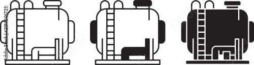 Industrial Storage Tank Icons, Chemical Vessel Vector Graphics, Oil Gas Silo Symbols