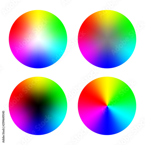 Color Wheel Set with White, Black and Gray Center Gradients