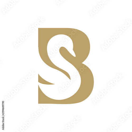 Letter B Swan Logo Icon evctor