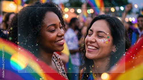Friends applying colorful biodegradable glitter before Pride
