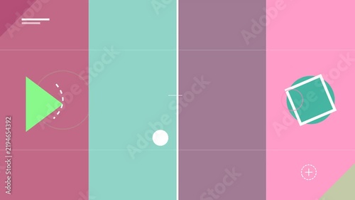 Colorful vertical panel animation with geometric shapes and pattern