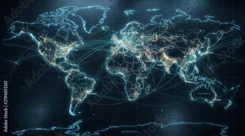 Global Network Connections Illustrating Worldwide Digital Flow.