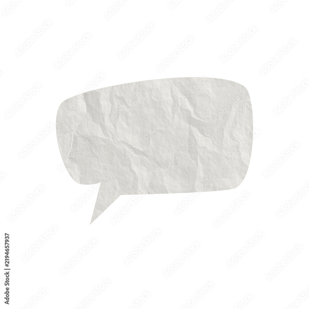 Fototapeta premium White crumpled paper speech bubble scrapbook collages element