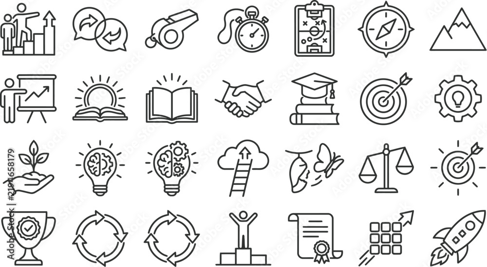 Fototapeta premium Document management line editable icon set. Contain icons related to Document, management, organization, folder, archive, storage, and more. Editable stroke. Vector illustration