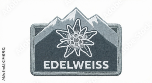 Embroidered mountain flower patch with alpine edelweiss design