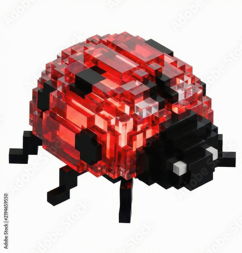 Pixel nature red black beetle