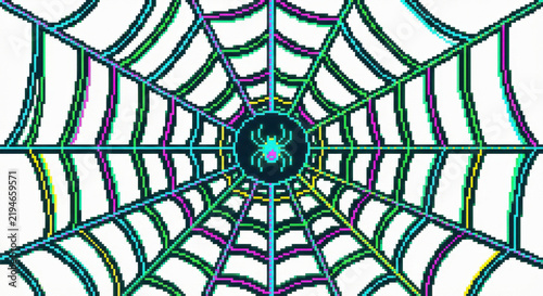 Spider web, neon line, geometric pattern